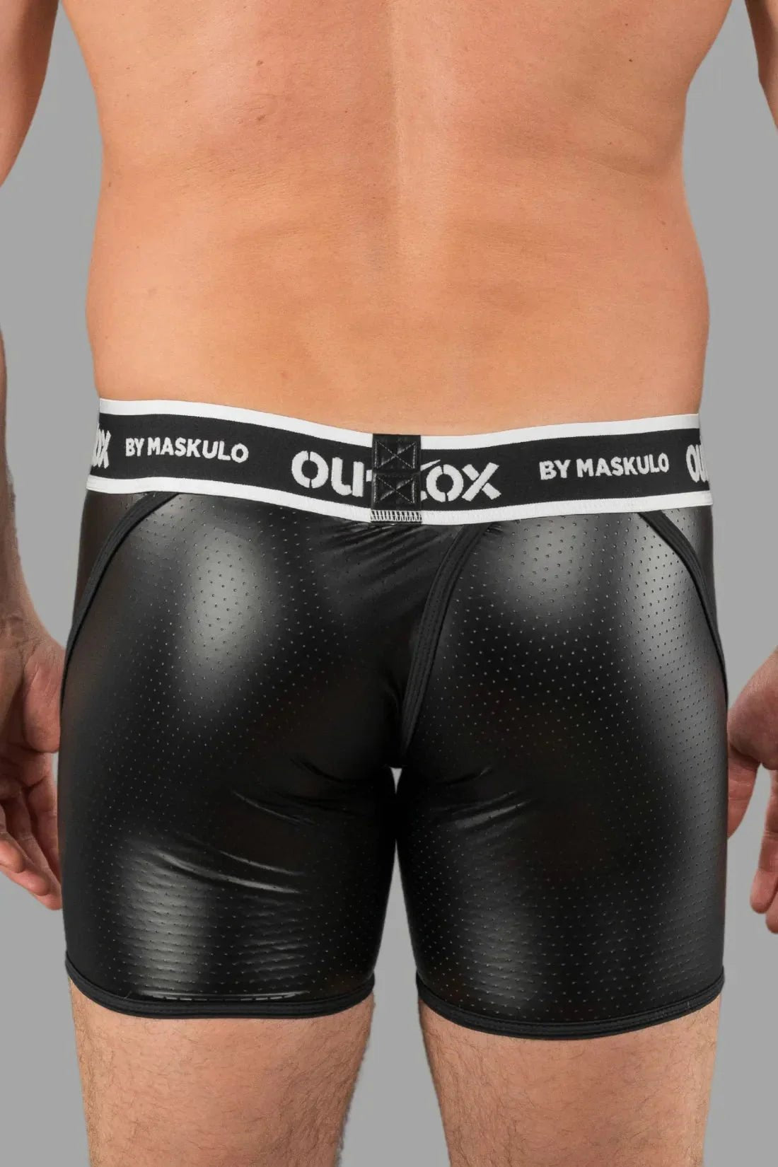 Outtox by Maskulo. Wrapped Rear Shorts with Snap Codpiece. Black - XSH117 - Y1 - Maskulo US NY FL