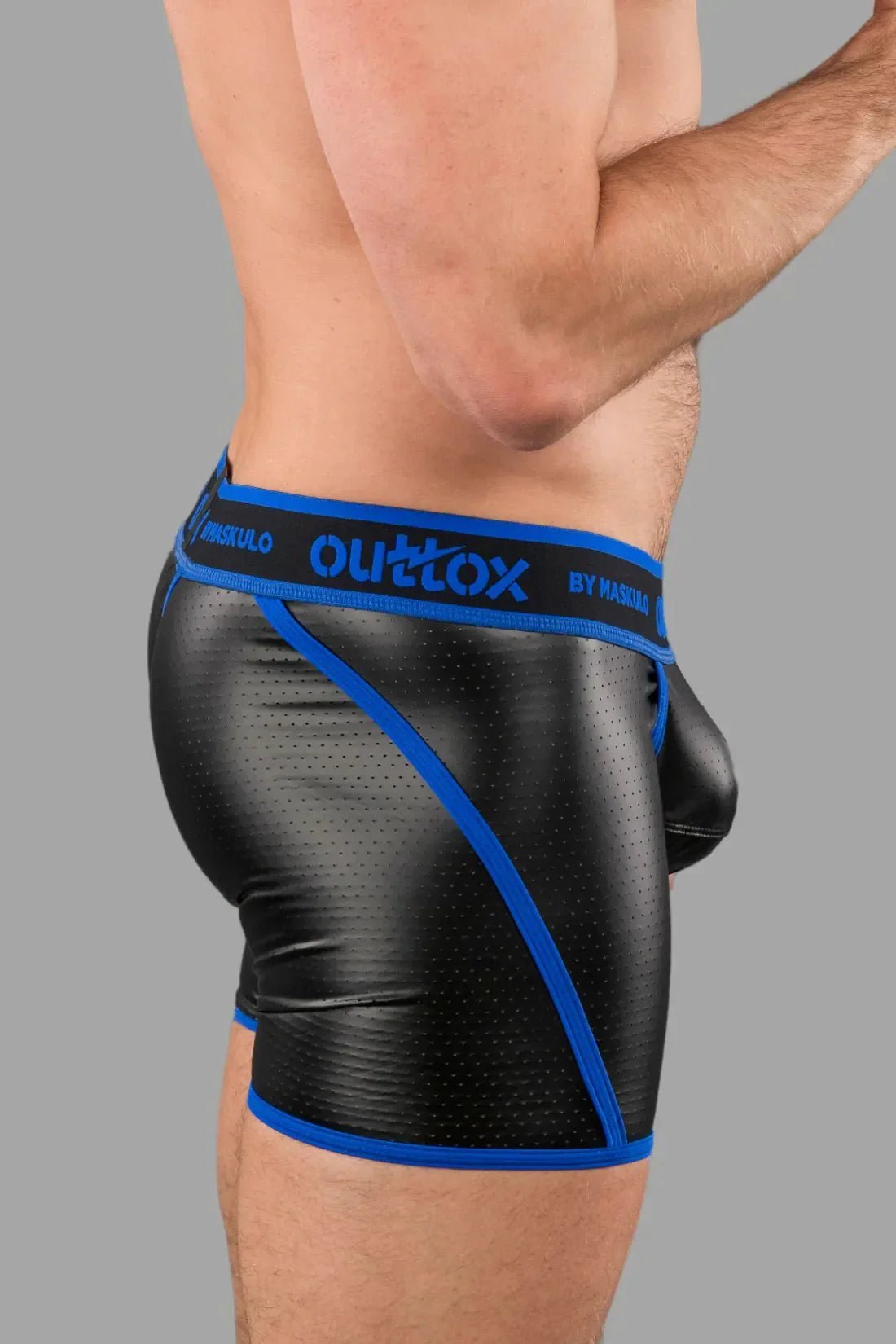 Outtox by Maskulo. Wrapped Rear Shorts with Snap Codpiece. Blue - XSH114 - Y2 - Maskulo US NY FL