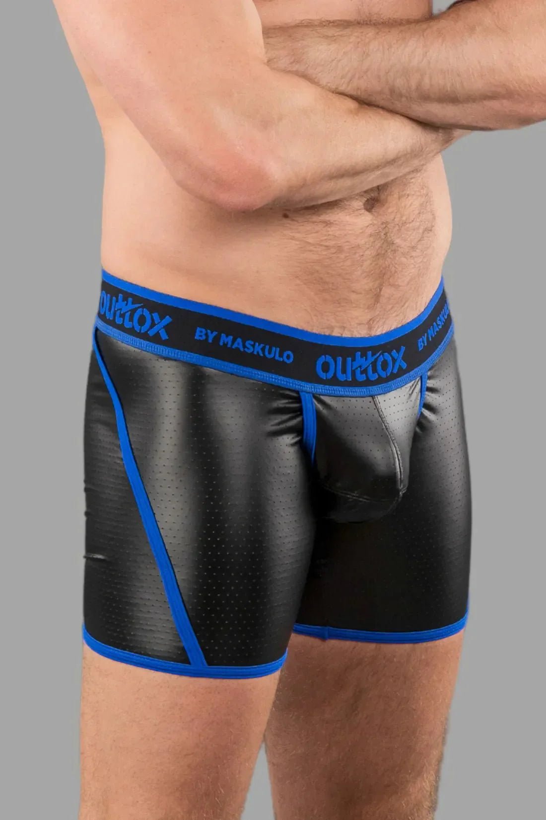 Outtox by Maskulo. Wrapped Rear Shorts with Snap Codpiece. Blue - XSH114 - Y2 - Maskulo US NY FL