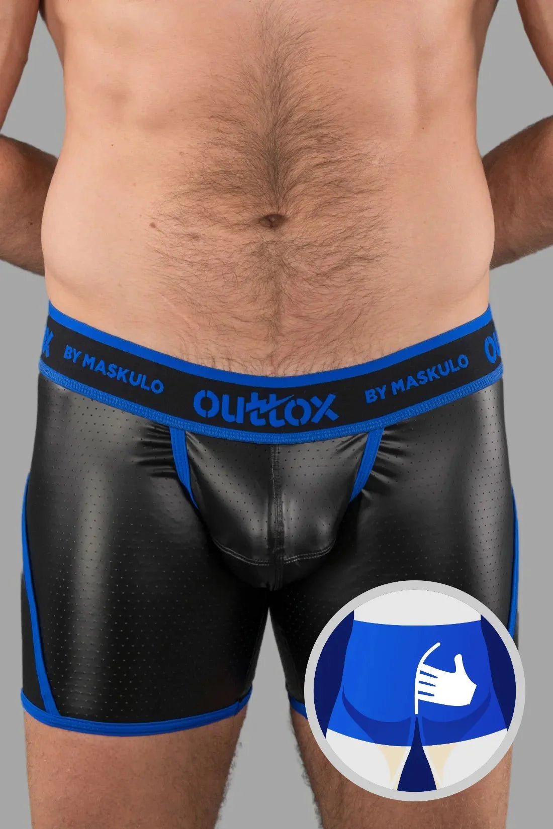 Outtox by Maskulo. Wrapped Rear Shorts with Snap Codpiece. Blue - XSH114 - Y2 - Maskulo US NY FL