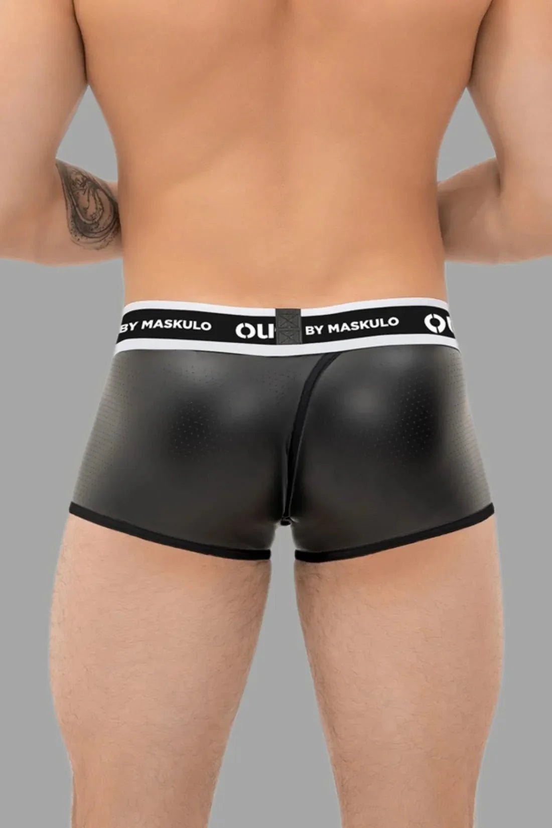 Outtox by Maskulo. Wrapped Rear Trunk Shorts. Codpiece. Black - XTR117 - Y1 - Maskulo US NY FL