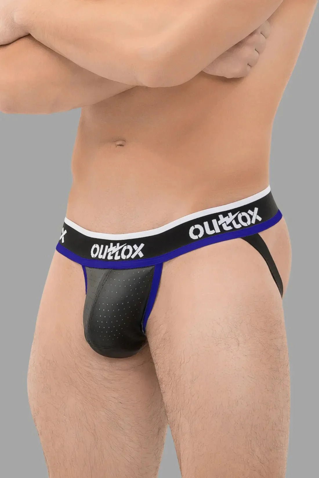 Outtox. Jock with Snap Codpiece. Black and Blue Royal - XJS105 - Y5 - Maskulo US NY FL