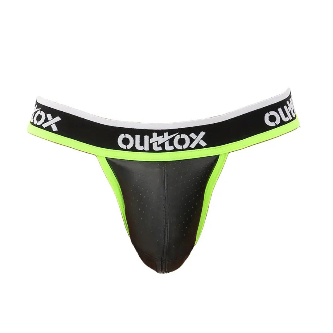 Outtox. Jock with Snap Codpiece. Black and Green Neon - XJS104 - Y2 - Maskulo US NY FL