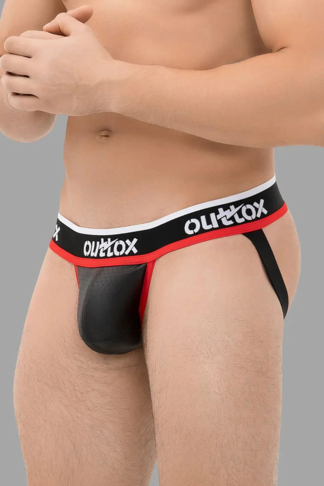 Outtox. Jock with Snap Codpiece. Black and Red - XJS102 - Y3 - Maskulo US NY FL