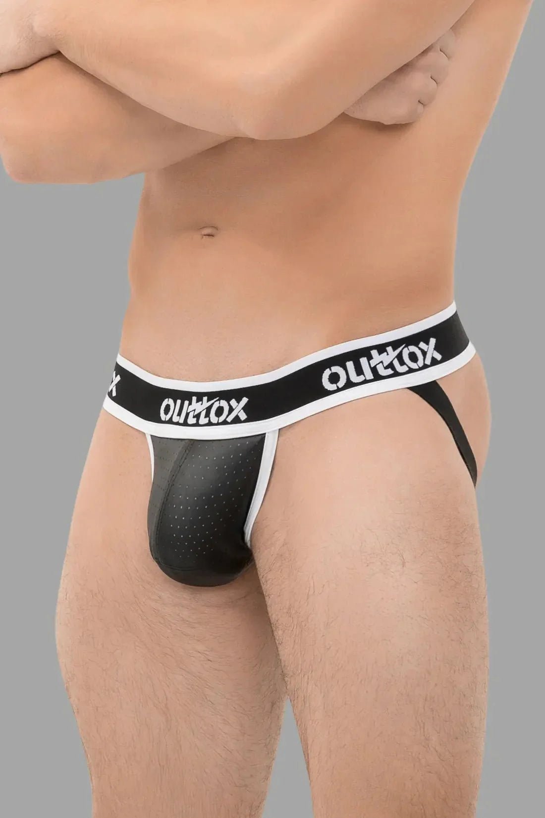 Outtox. Jock with Snap Codpiece. Black and White - XJS106 - Y1 - Maskulo US NY FL