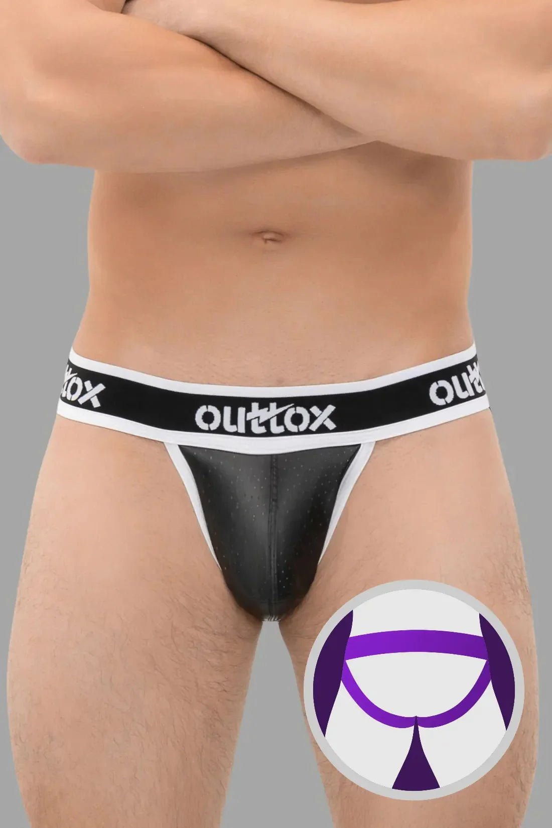 Outtox. Jock with Snap Codpiece. Black and White - XJS106 - Y1 - Maskulo US NY FL
