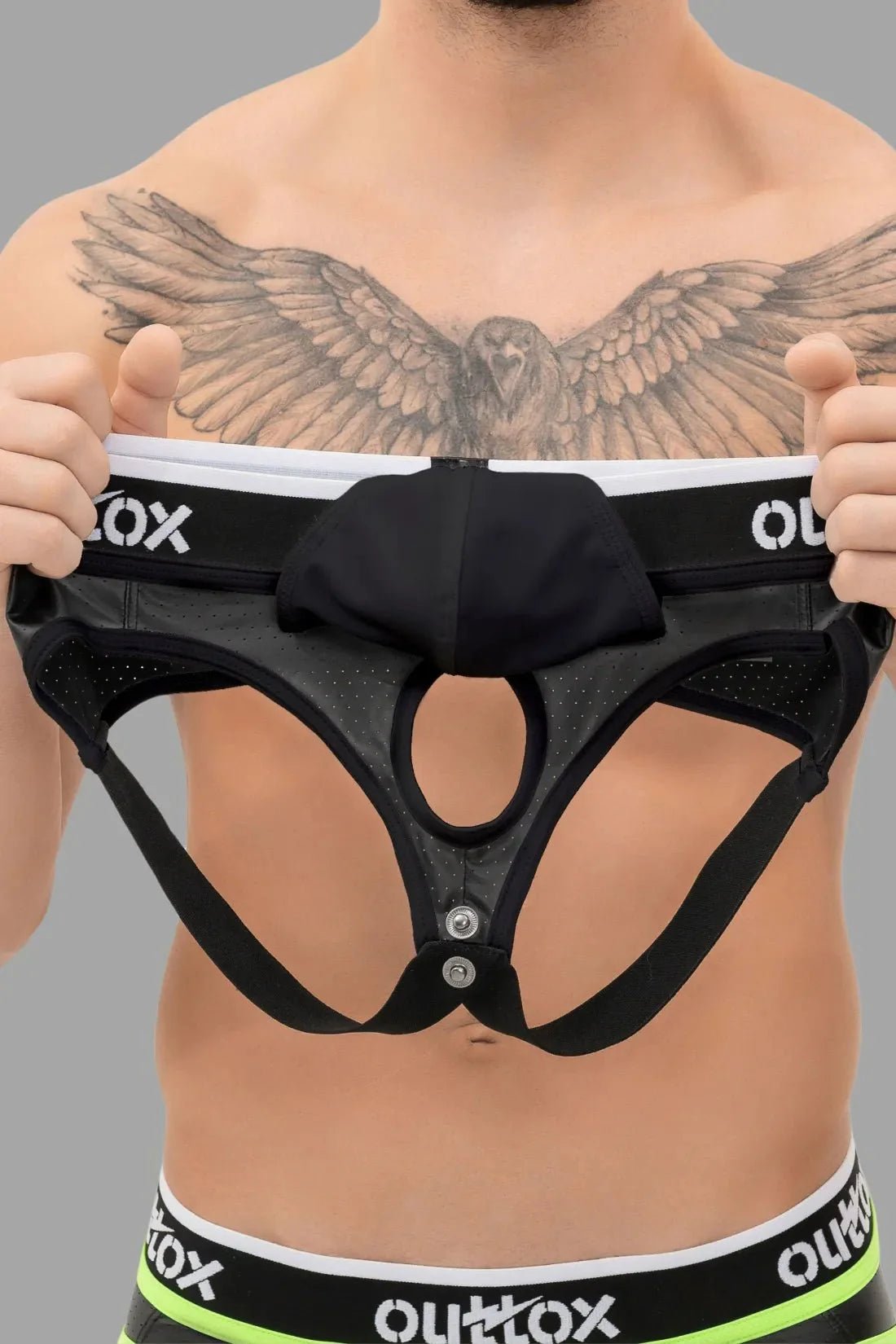 Outtox. Jock with Snap Codpiece. Black - XJS107 - Y4 - Maskulo US NY FL