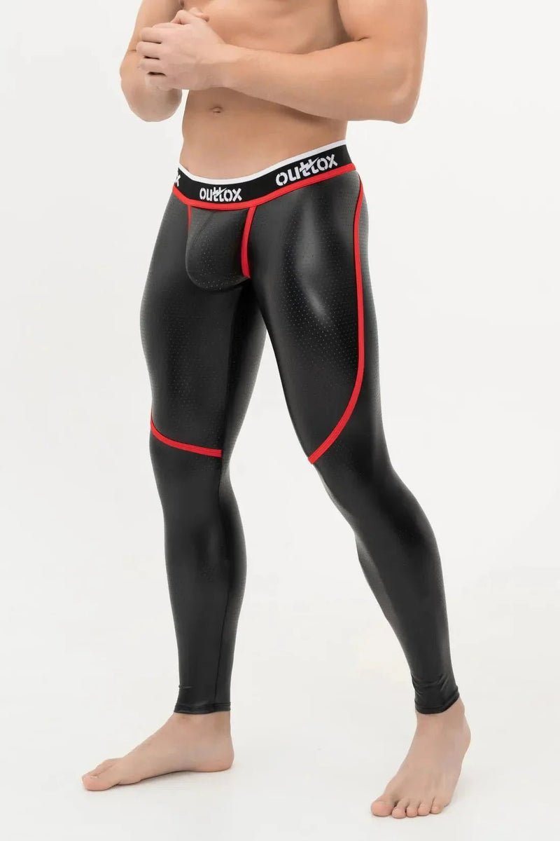 Outtox. Zip - Rear Leggings with Snap Codpiece. Black+Red - XLG101 - Y1 - Maskulo US NY FL