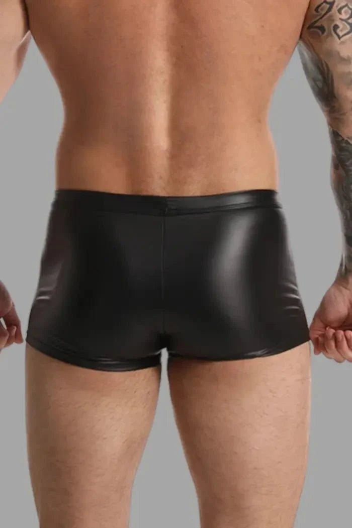 Raff LiquidOil PU Leather Shorts. Black + Red - MSH237 - Y2 - Maskulo US NY FL