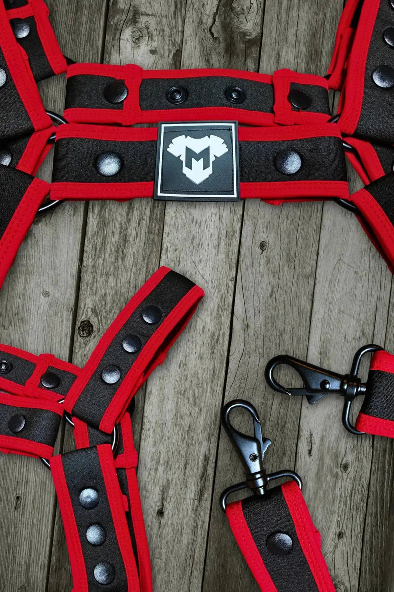 Riven Hexguard. Neoprene Body Harness. Black + Red - MHR191 - YX - Maskulo US NY FL