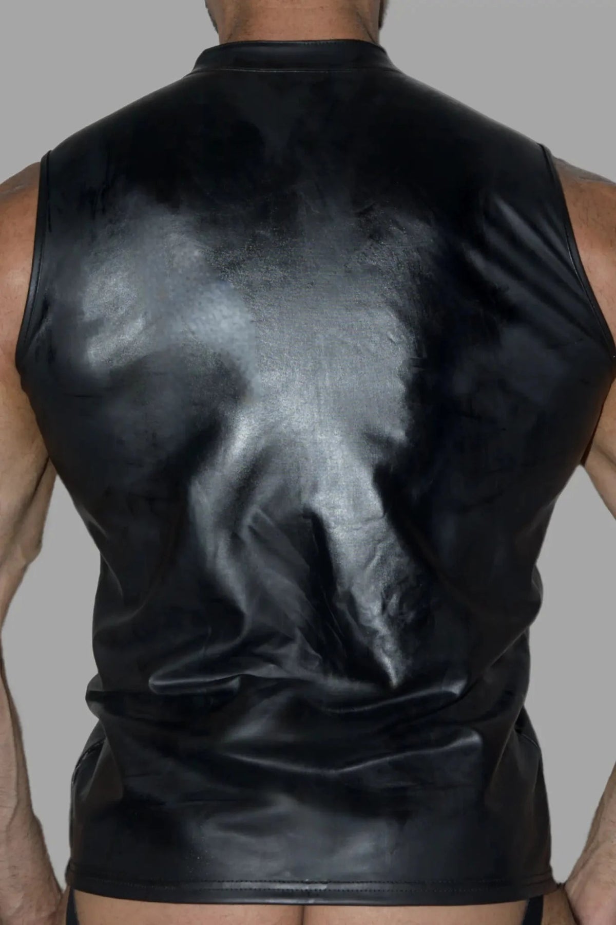 Rod Steelbod Sleeveless Top. Black PU Leather - MTP176 - Y1 - Maskulo US NY FL