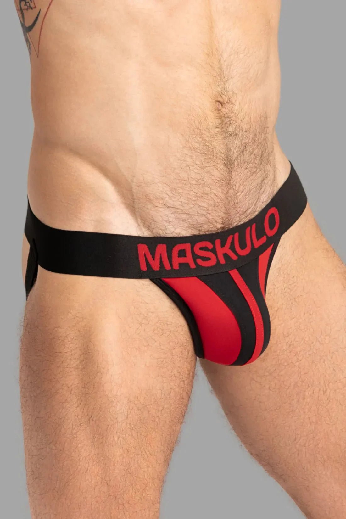 TIGER Jock with POUCH - SNAP. Black and Red - MJS148 - Y3 - Maskulo US NY FL