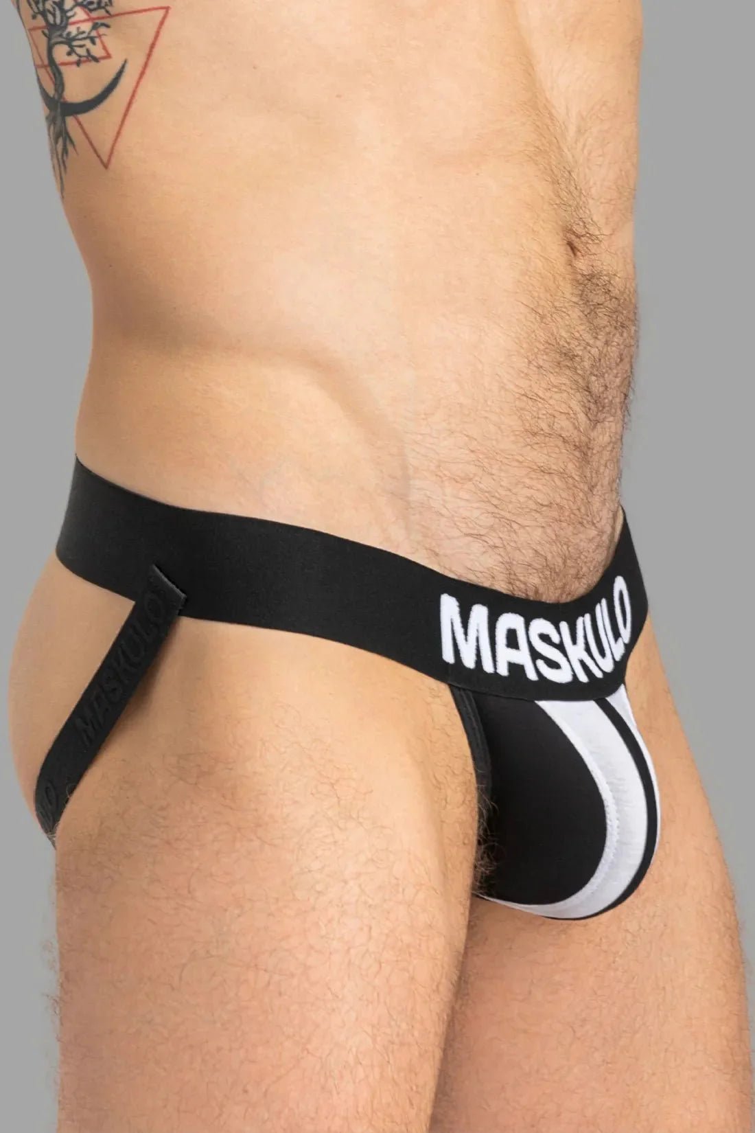 TIGER Jock with POUCH - SNAP. Black and White - MJS151 - Y2 - Maskulo US NY FL