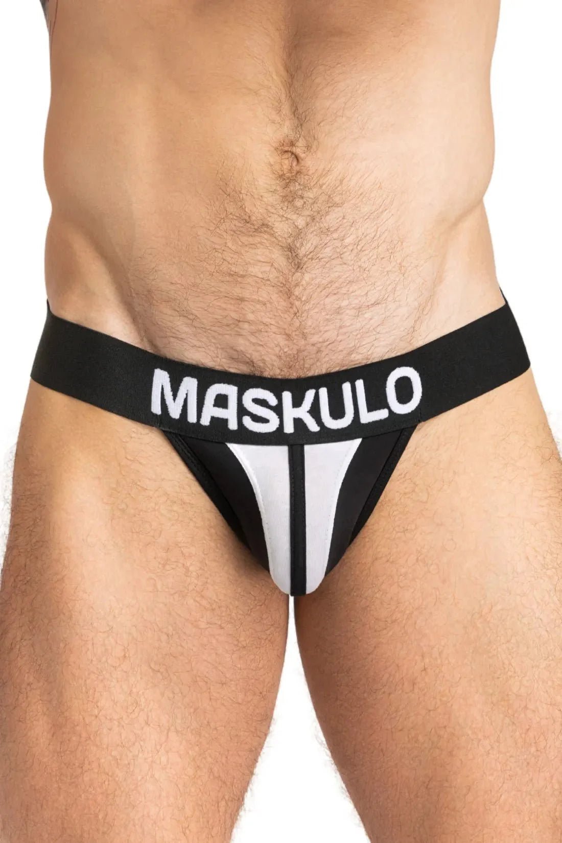 TIGER Jock with POUCH - SNAP. Black and White - MJS151 - Y2 - Maskulo US NY FL
