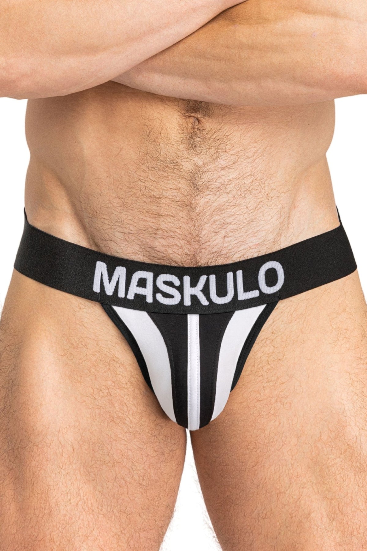 TIGER Jock with POUCH - SNAP. White and Black - MJS150 - Y2 - Maskulo US NY FL