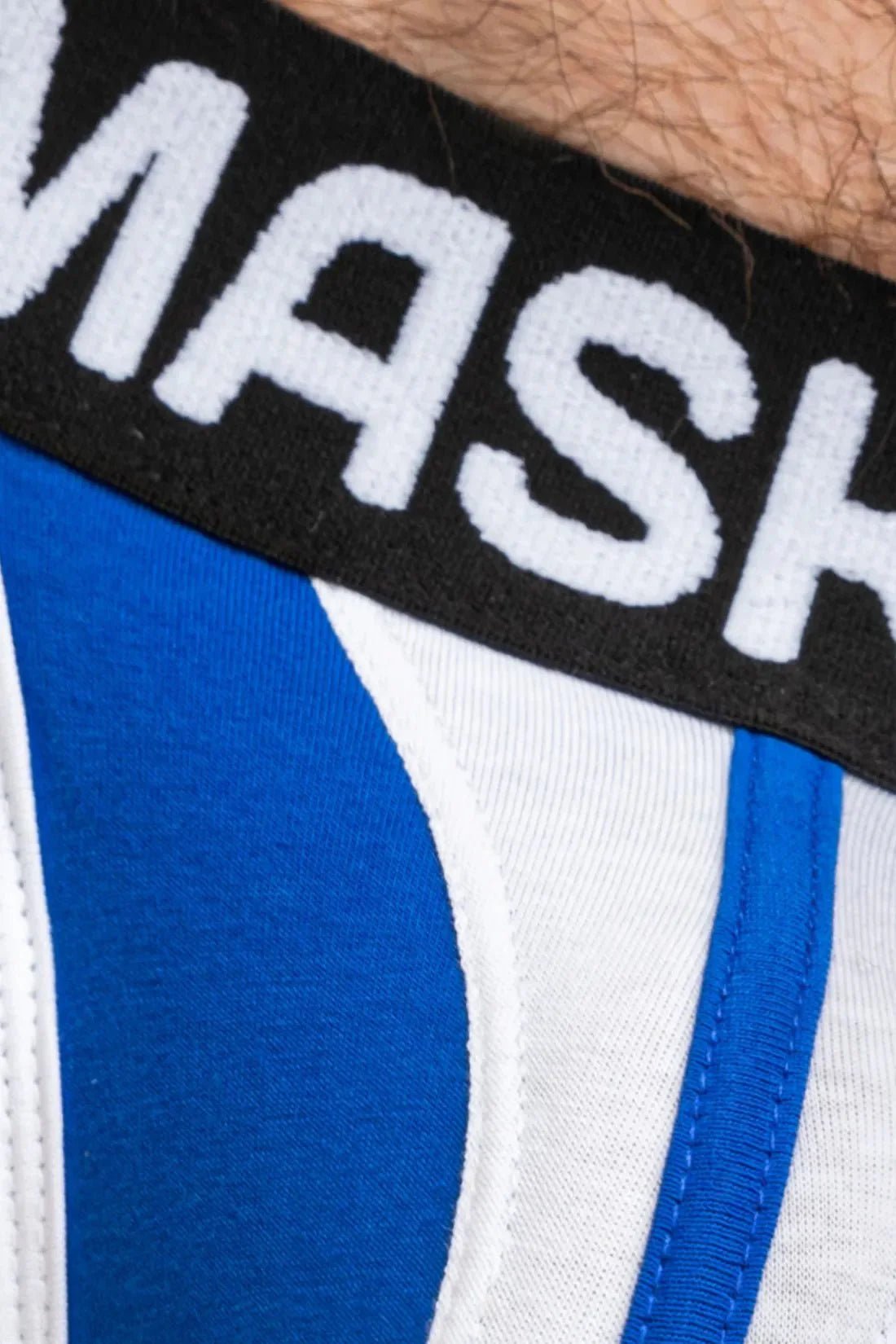 TIGER Jock with POUCH - SNAP. White and Blue - MJS149 - Y2 - Maskulo US NY FL