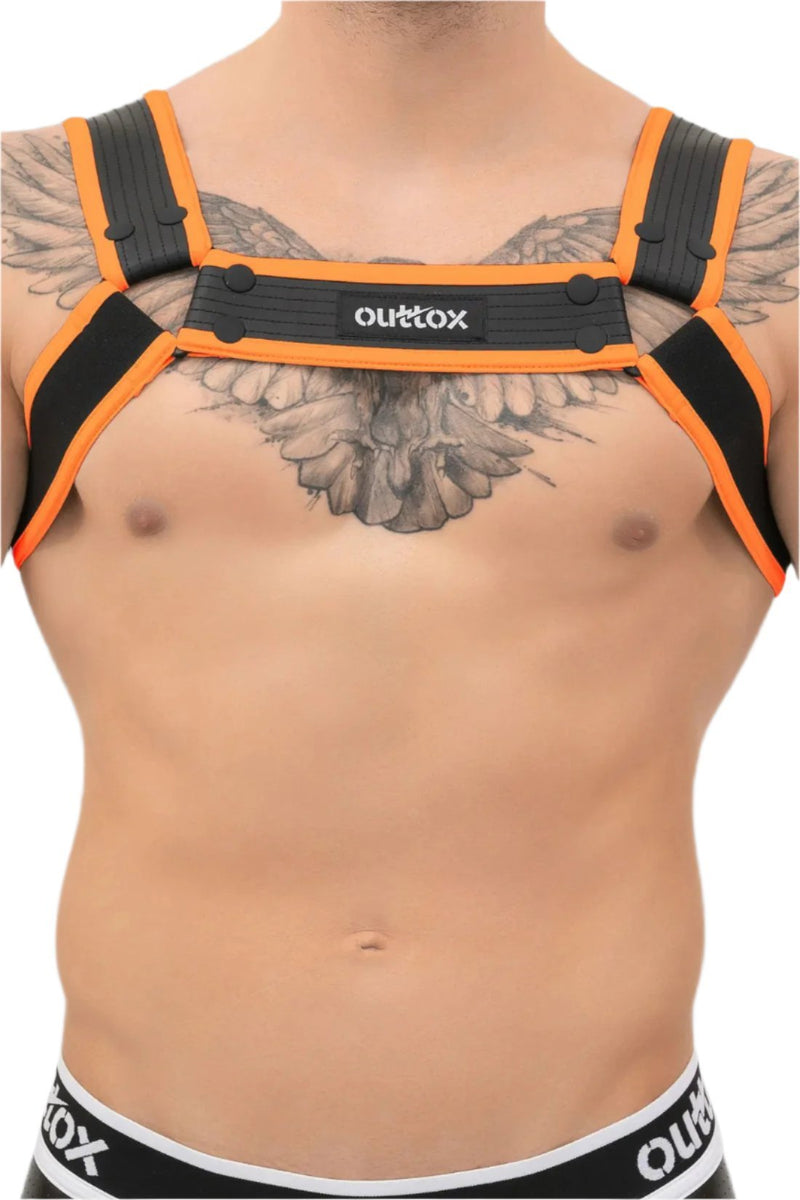 Outtox. Bulldog Harness with Snaps. Black and Orange - Outtox - XHR108 - Y1 - Maskulo Global (EU) Store