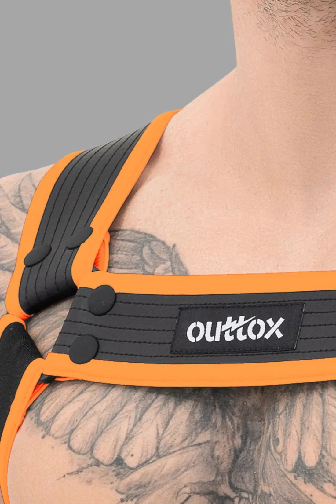 Outtox. Body Harness with Snaps. Black and Orange - Outtox - XHR114 - Y1 - Maskulo Global (EU) Store