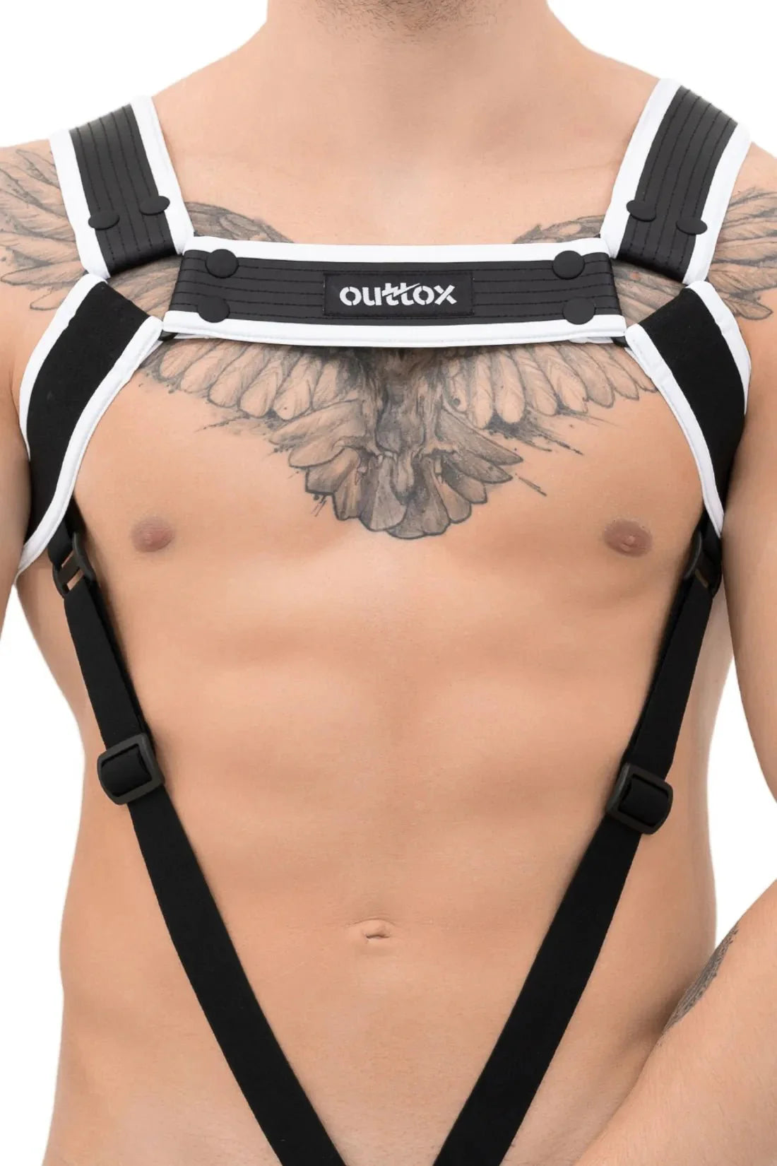 Outtox. Body Harness with Snaps. Black and White - Outtox - XHR117 - Y5 - Maskulo Global (EU) Store