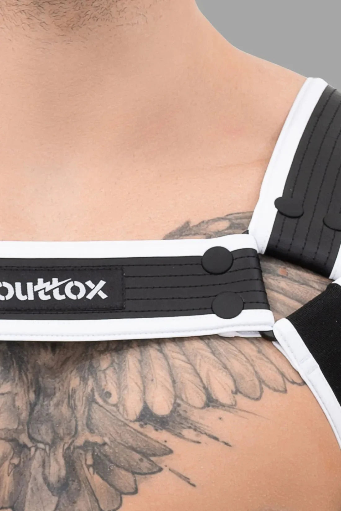 Outtox. Body Harness with Snaps. Black and White - Outtox - XHR117 - Y5 - Maskulo Global (EU) Store