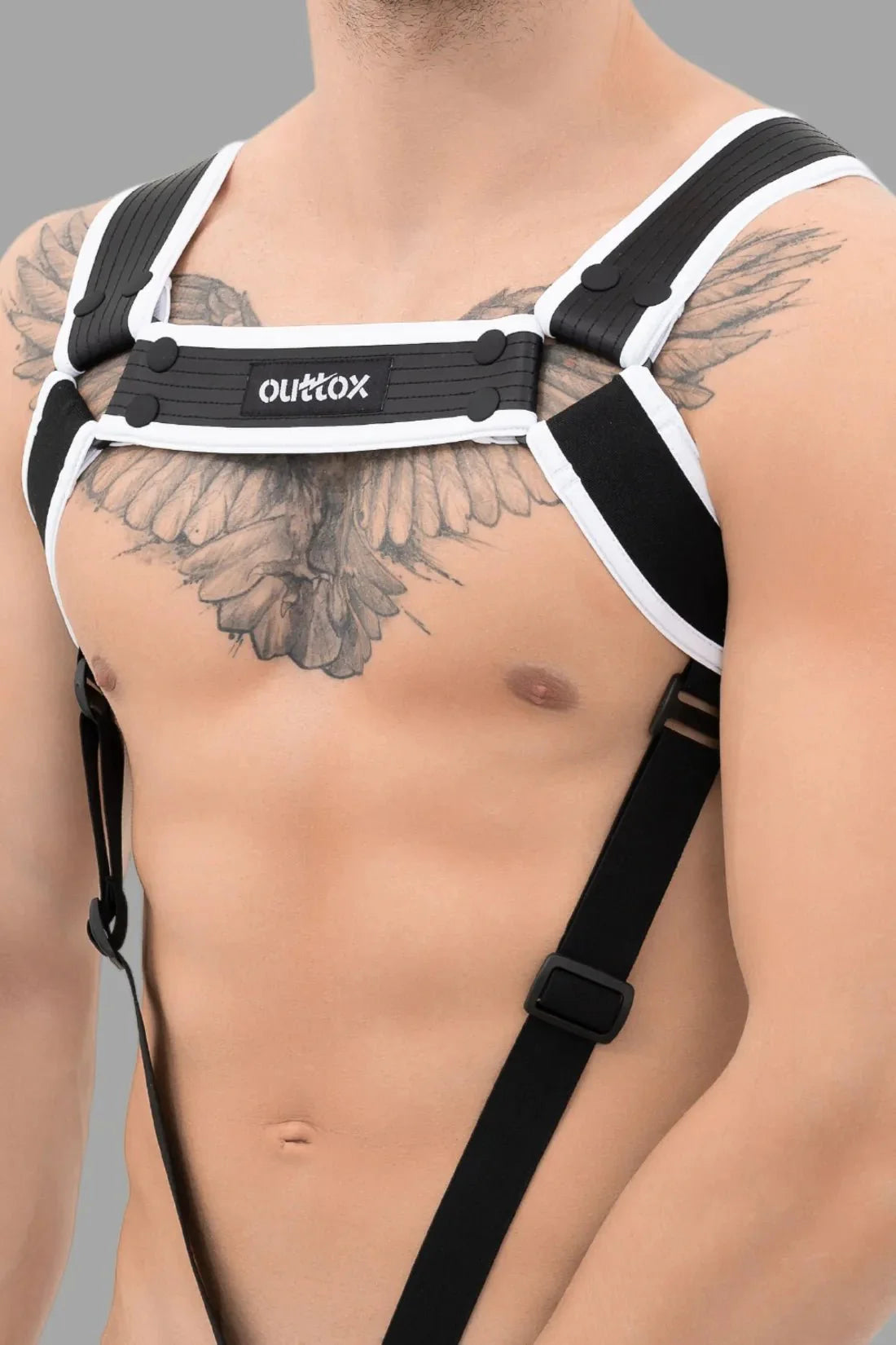 Outtox. Body Harness with Snaps. Black and White - Outtox - XHR117 - Y5 - Maskulo Global (EU) Store