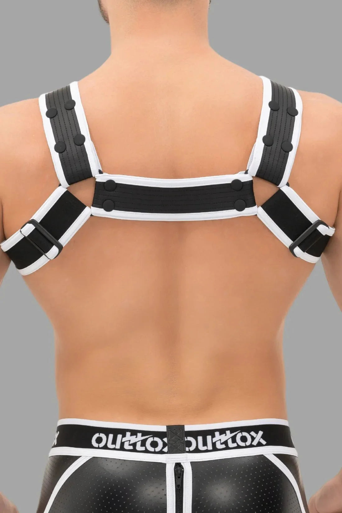 Outtox. Body Harness with Snaps. Black and White - Outtox - XHR117 - Y5 - Maskulo Global (EU) Store