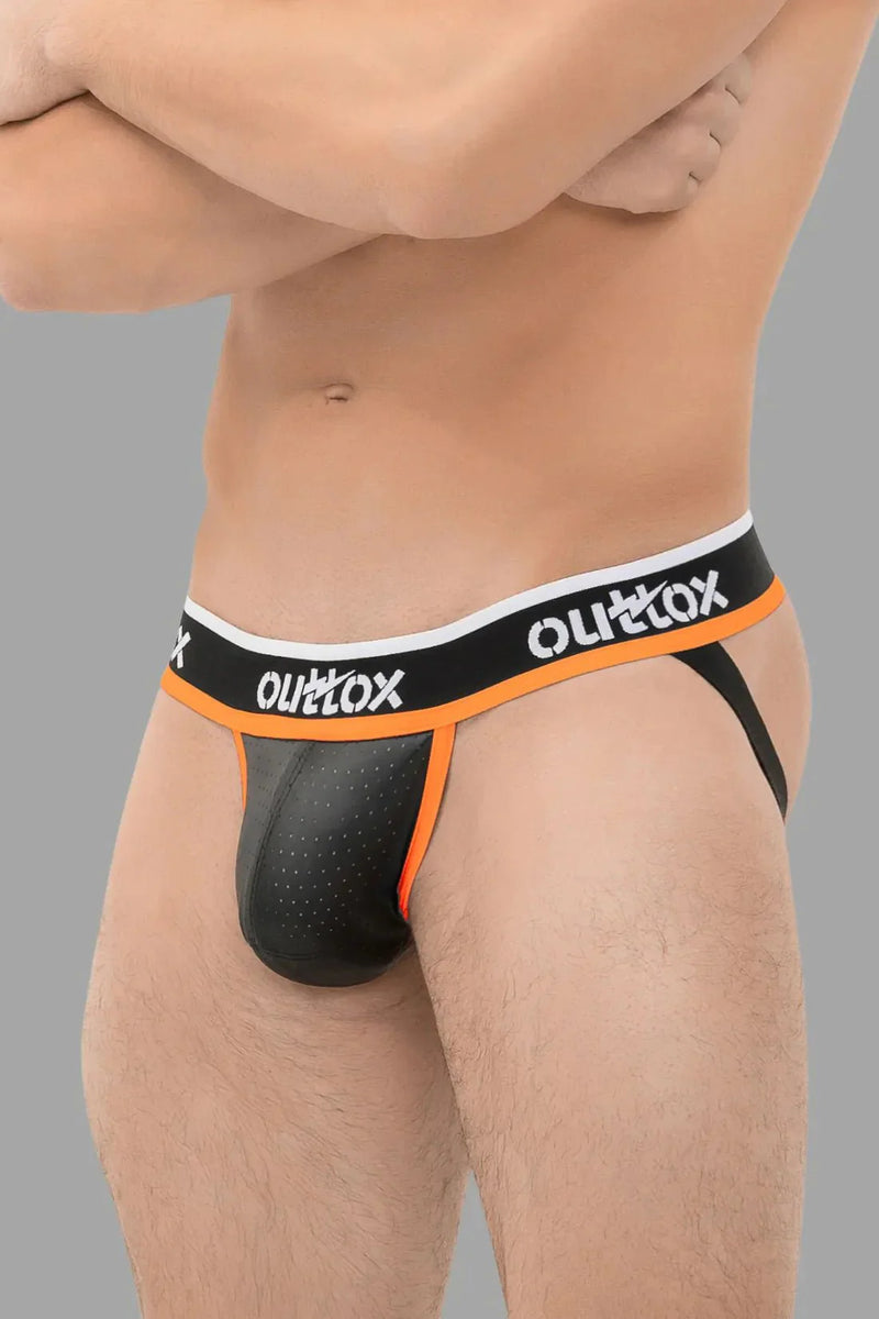 Outtox. Jock with Snap Codpiece. Black and Orange - Outtox - XJS103 - Y3 - Maskulo Global (EU) Store