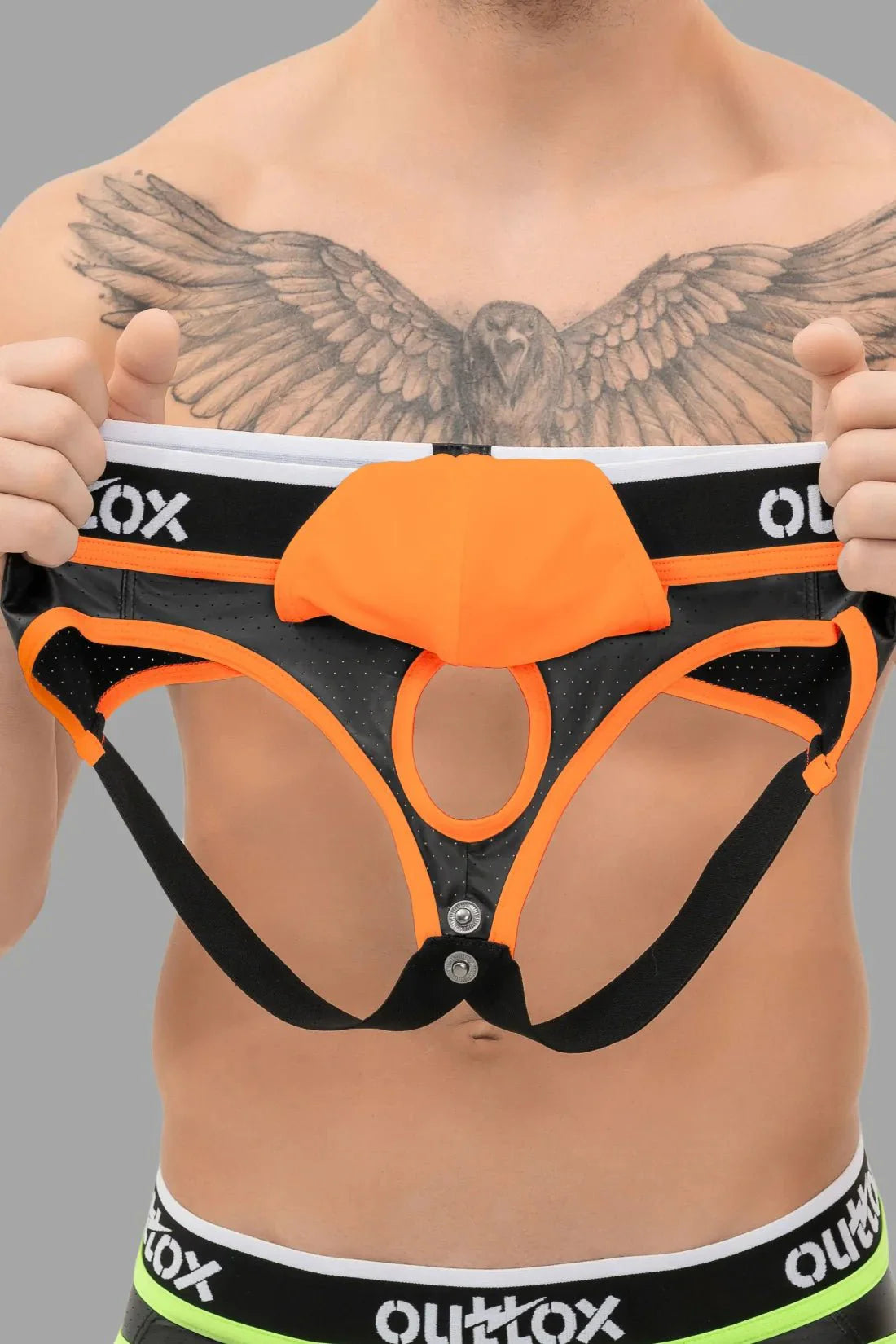 Outtox. Jock with Snap Codpiece. Black and Orange - Outtox - XJS103 - Y3 - Maskulo Global (EU) Store