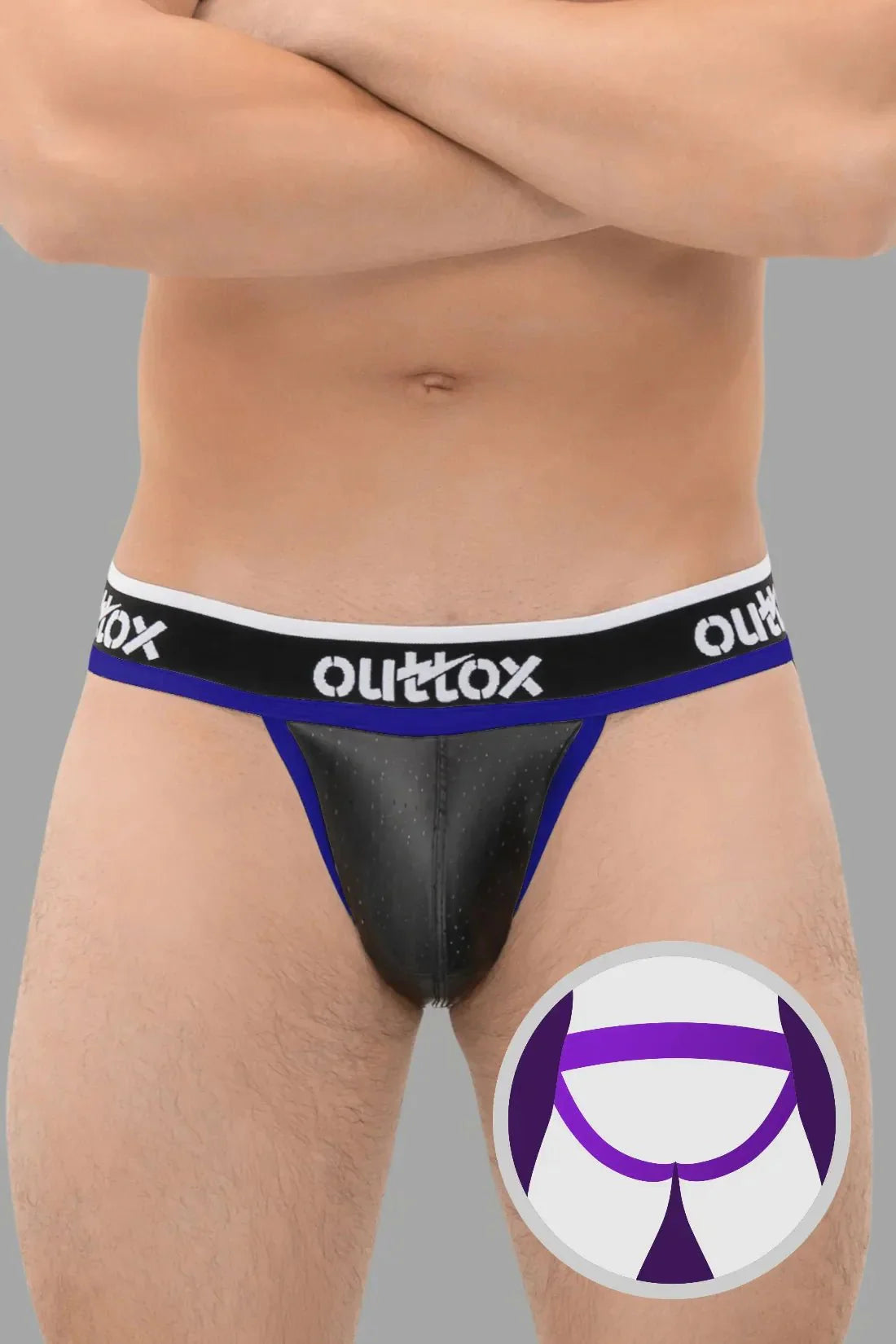 Outtox. Jock with Snap Codpiece. Black and Blue Royal - Outtox - XJS105 - Y5 - Maskulo Global (EU) Store