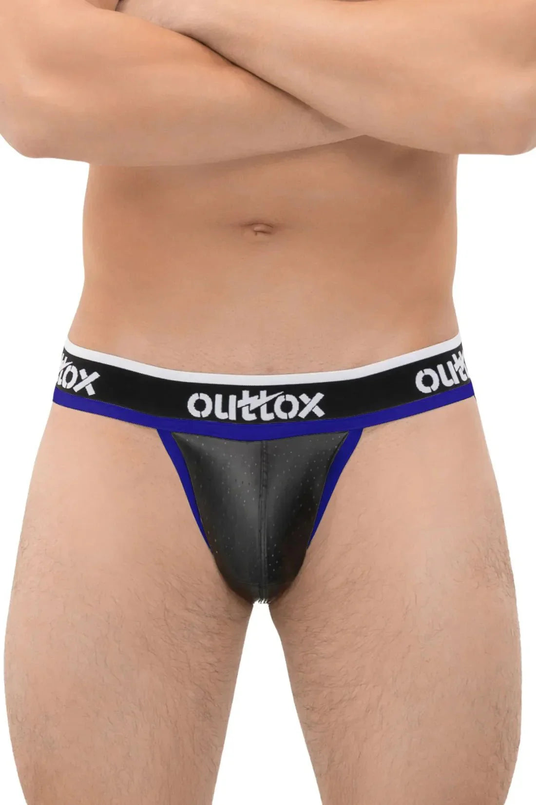 Outtox. Jock with Snap Codpiece. Black and Blue Royal - Outtox - XJS105 - Y5 - Maskulo Global (EU) Store