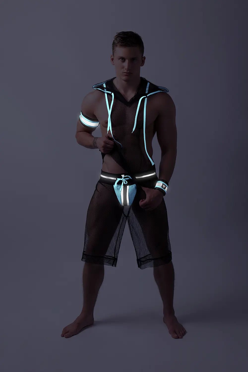 Youngero. Knee - Length Shorts. Regular Rear. White Neon - MSH227-Y1 - Maskulo US NY FL