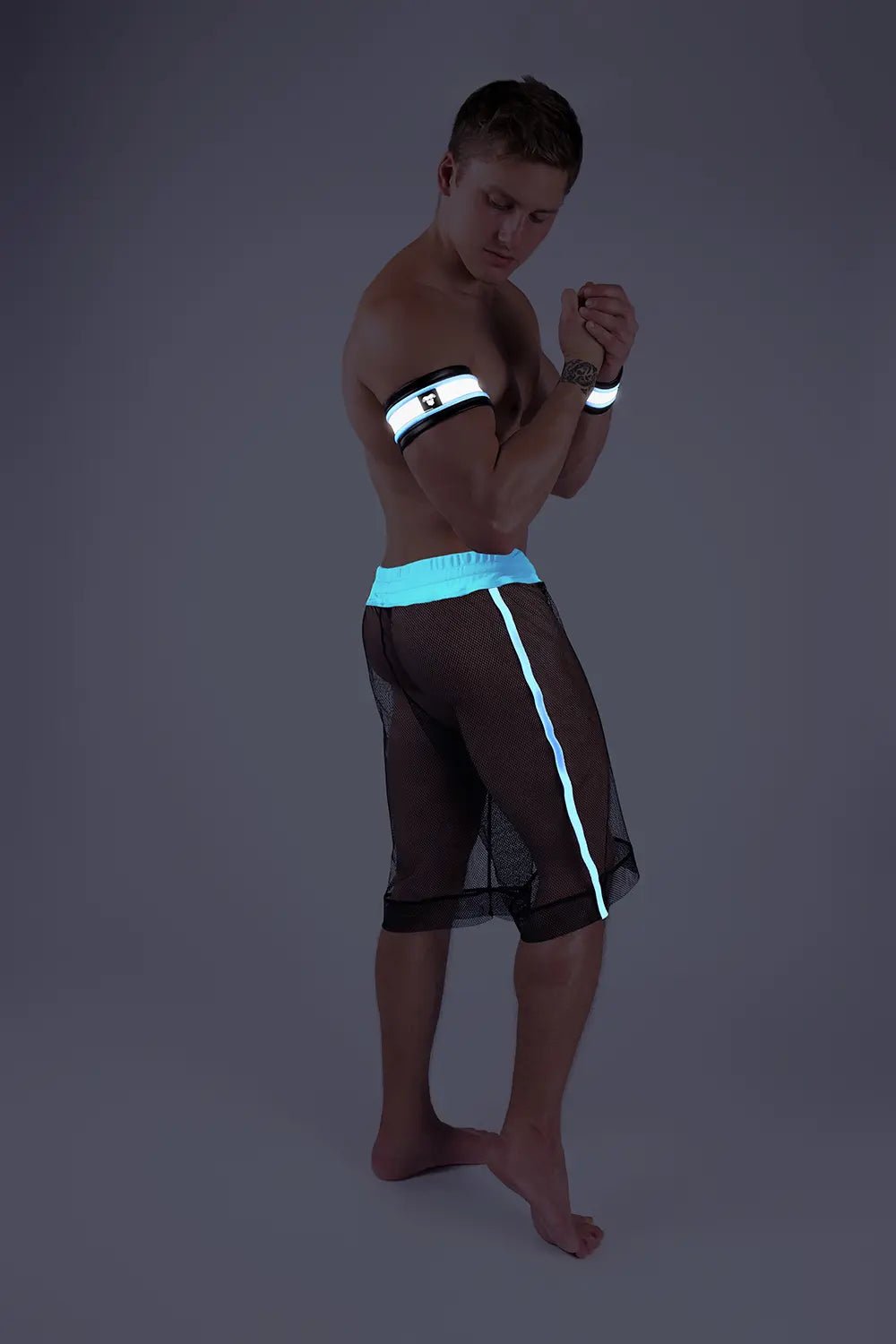 Youngero. Knee - Length Shorts. Regular Rear. White Neon - MSH227-Y1 - Maskulo US NY FL