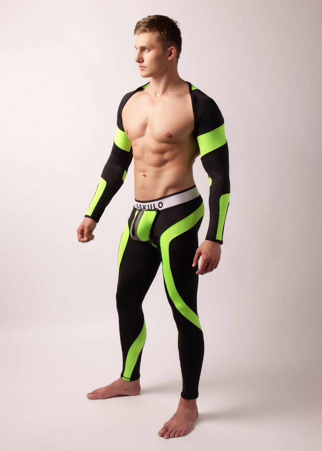 Youngero. Leggings, zippered rear. Codpiece. Green Neon - MLG159-Y1 - Maskulo US NY FL