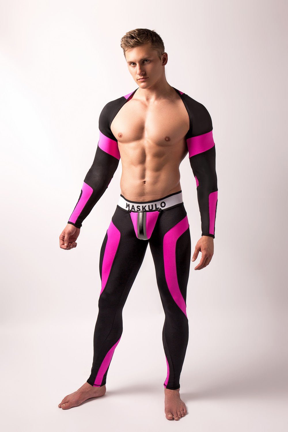 Youngero. Leggings, zippered rear. Codpiece. Pink Neon - MLG157-Y1 - Maskulo US NY FL