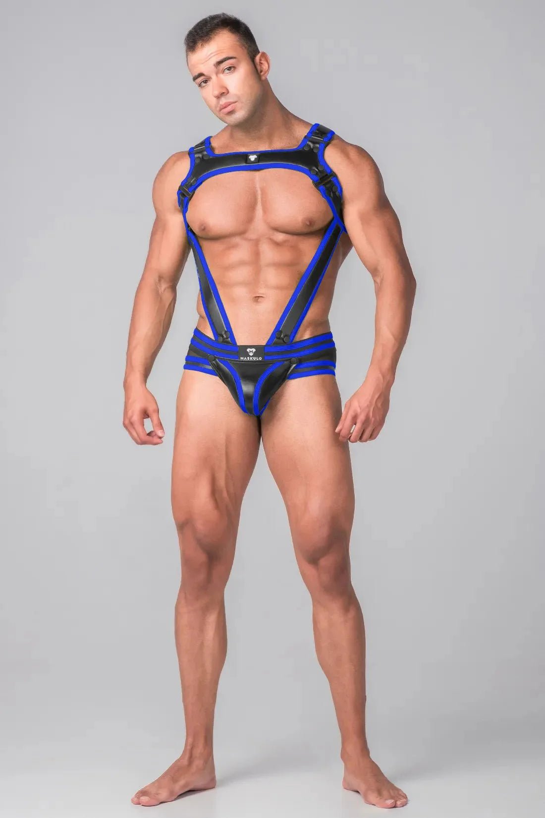 Youngero. Men's Body Harness. Black and Blue Royal - MHR103 - Y5 - Maskulo US NY FL