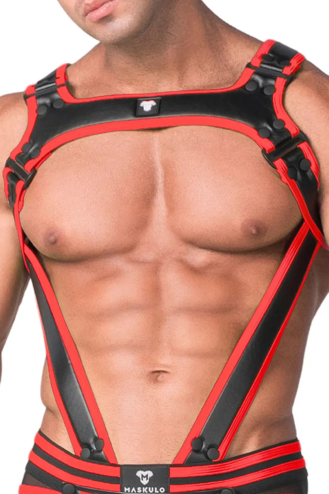 Youngero. Men's Body Harness. Black and Red - MHR101-Y5 - Maskulo US NY FL