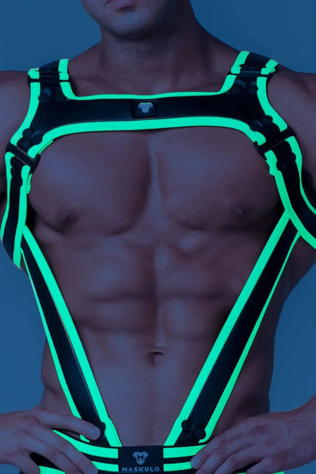 Youngero. Men's Body Harness. Black & Green Neon - MHR102 - Y5 - Maskulo US NY FL