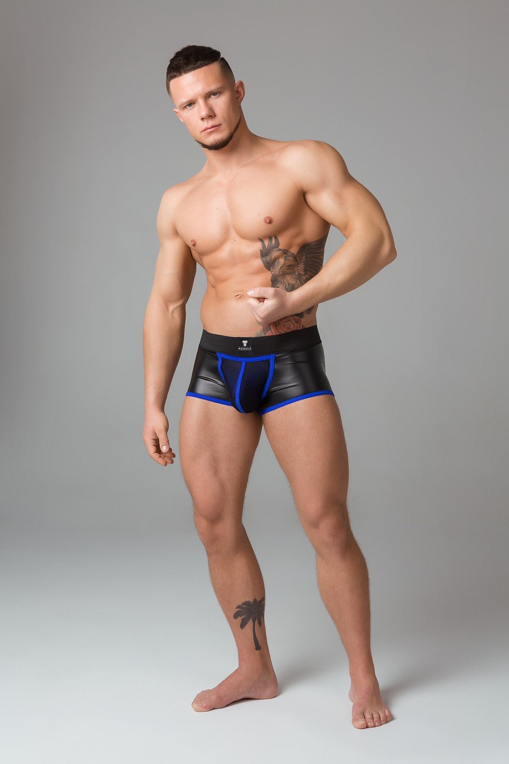 Youngero. Trunk shorts. Mesh Codpiece. Zippered Rear. Blue Royal - MTR133-Y1 - Maskulo US NY FL