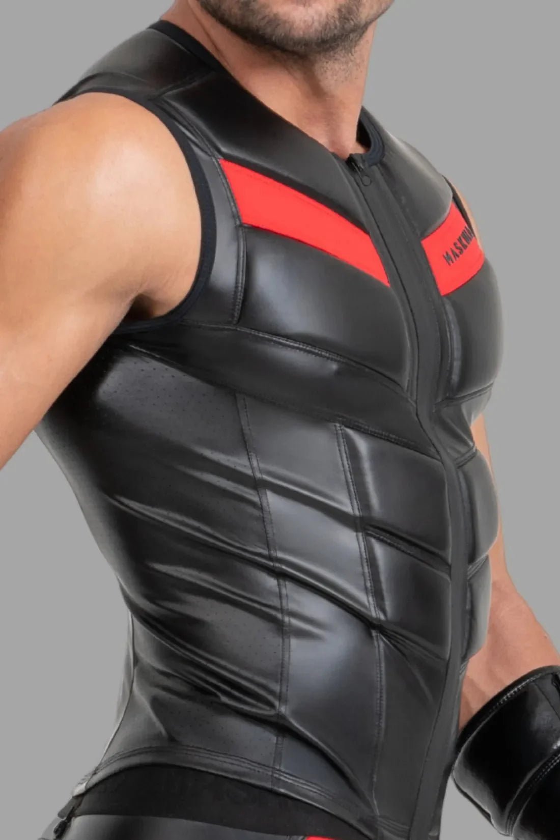 Zippered Vest. Black and Red - MTP108 - Y2 - Maskulo US NY FL