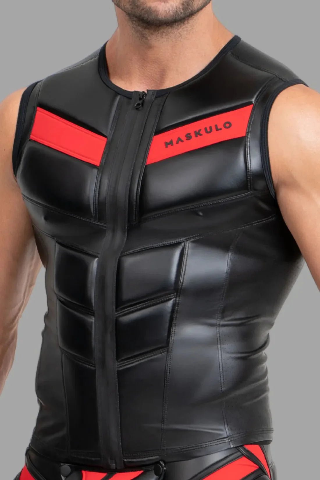 Zippered Vest. Black and Red - MTP108 - Y2 - Maskulo US NY FL